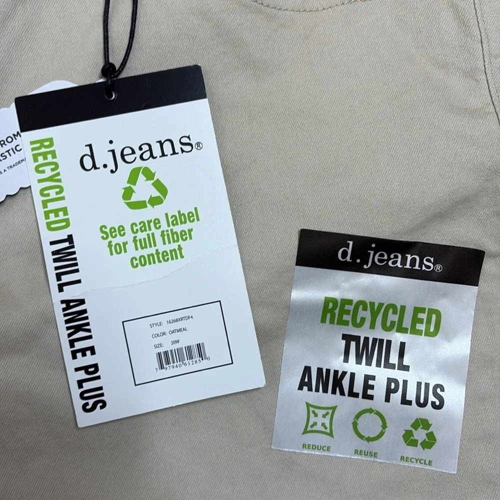 ⭐️ NWT- d.jeans recycled twill oatmeal cropped pants- size 20W - Picture 2 of 8